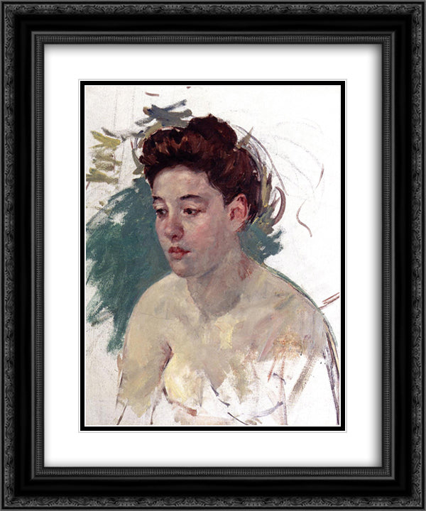 Sketch of Antoinette (no.1) 20x24 Black Ornate Wood Framed Art Print Poster with Double Matting by Cassatt, Mary