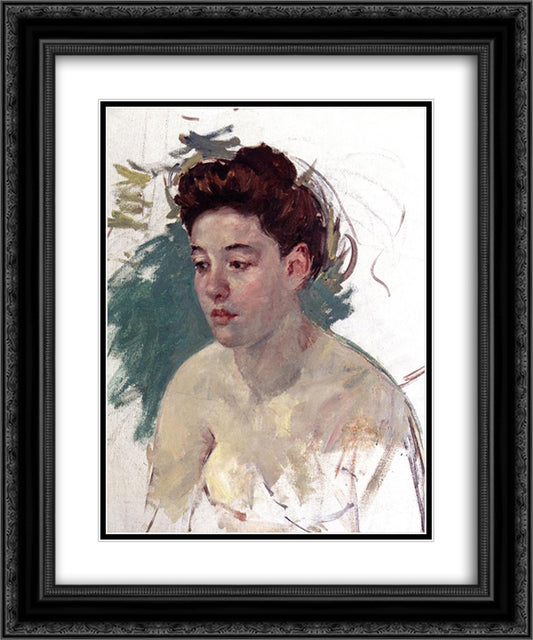 Sketch of Antoinette (no.1) 20x24 Black Ornate Wood Framed Art Print Poster with Double Matting by Cassatt, Mary