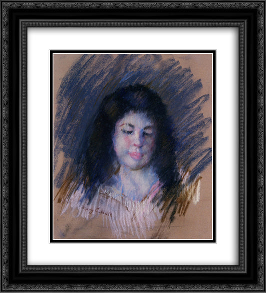 Sketch of Francois 20x22 Black Ornate Wood Framed Art Print Poster with Double Matting by Cassatt, Mary