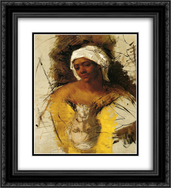 Sketch of Mrs. Currey Sketch of Mr. Cassatt 20x22 Black Ornate Wood Framed Art Print Poster with Double Matting by Cassatt, Mary