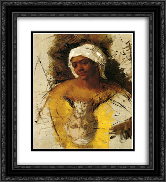Sketch of Mrs. Currey Sketch of Mr. Cassatt 20x22 Black Ornate Wood Framed Art Print Poster with Double Matting by Cassatt, Mary
