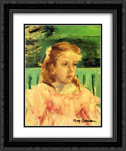 Study for Augusta Reading to Her Daughter 20x24 Black Ornate Wood Framed Art Print Poster with Double Matting by Cassatt, Mary