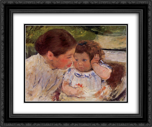 Susan Comforting the Baby (no.1) 24x20 Black Ornate Wood Framed Art Print Poster with Double Matting by Cassatt, Mary