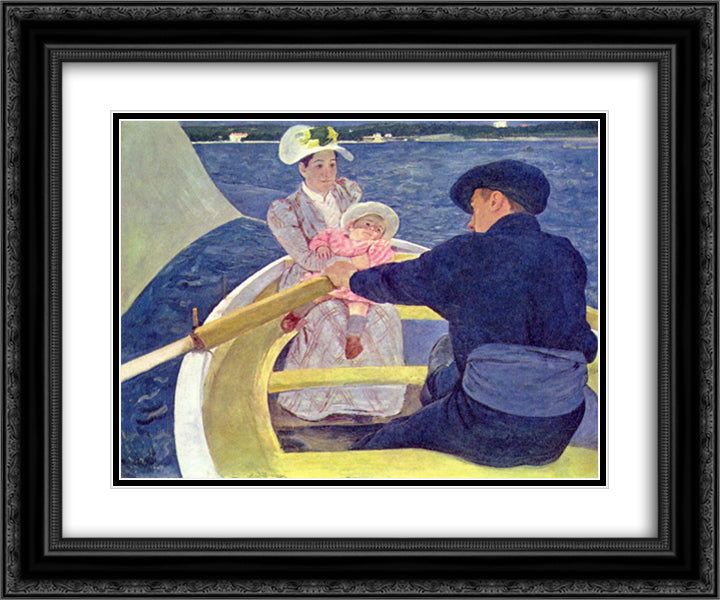 The Boating Party 24x20 Black Ornate Wood Framed Art Print Poster with Double Matting by Cassatt, Mary
