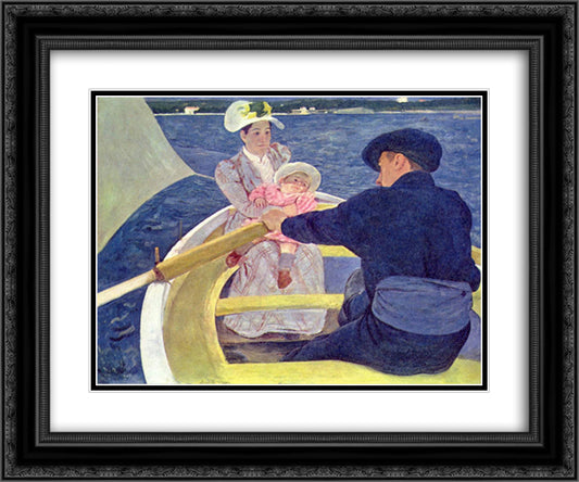 The Boating Party 24x20 Black Ornate Wood Framed Art Print Poster with Double Matting by Cassatt, Mary