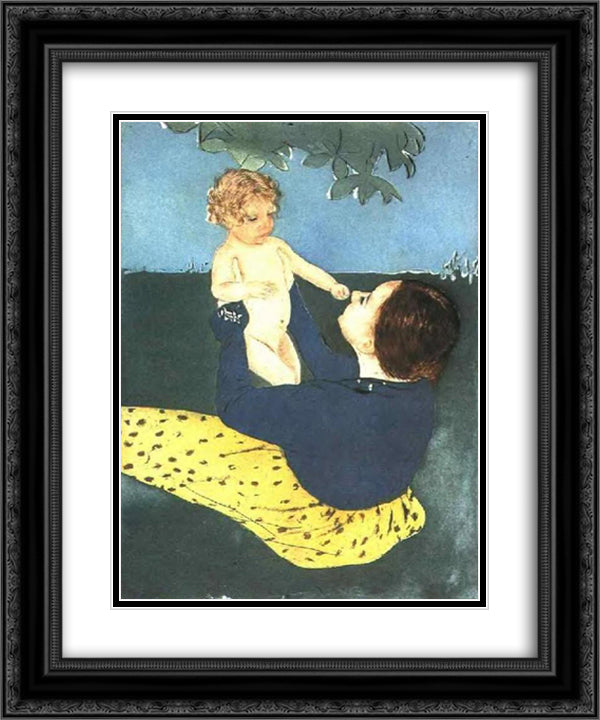 The Horse Chestnut 20x24 Black Ornate Wood Framed Art Print Poster with Double Matting by Cassatt, Mary