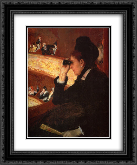 The Opera 20x24 Black Ornate Wood Framed Art Print Poster with Double Matting by Cassatt, Mary