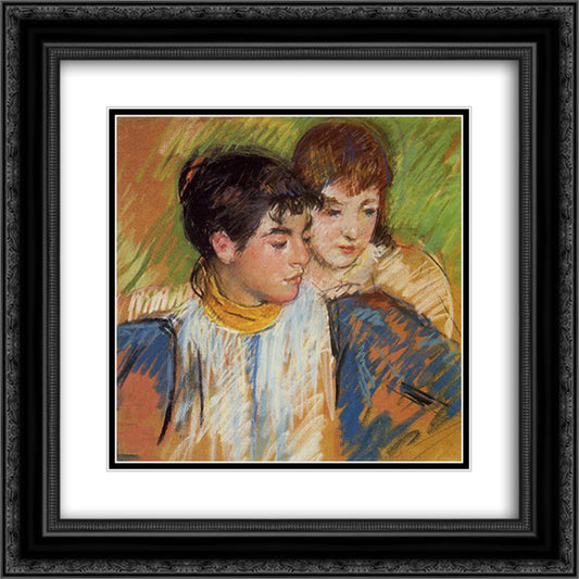 The Two Sisters 20x20 Black Ornate Wood Framed Art Print Poster with Double Matting by Cassatt, Mary