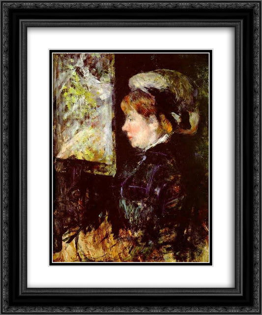 The Visitor 20x24 Black Ornate Wood Framed Art Print Poster with Double Matting by Cassatt, Mary