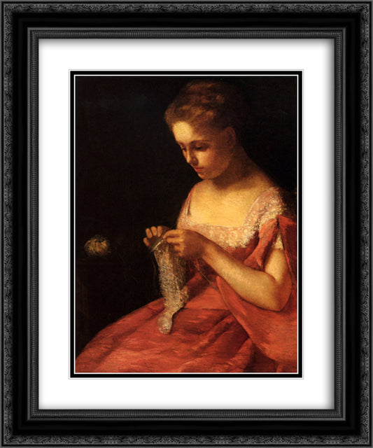 The Young Bride 20x24 Black Ornate Wood Framed Art Print Poster with Double Matting by Cassatt, Mary