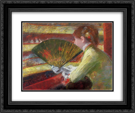 Theater 24x20 Black Ornate Wood Framed Art Print Poster with Double Matting by Cassatt, Mary
