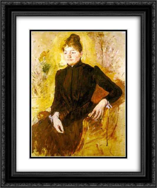 Woman in Black 20x24 Black Ornate Wood Framed Art Print Poster with Double Matting by Cassatt, Mary