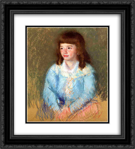 Young Boy in Blue 20x22 Black Ornate Wood Framed Art Print Poster with Double Matting by Cassatt, Mary