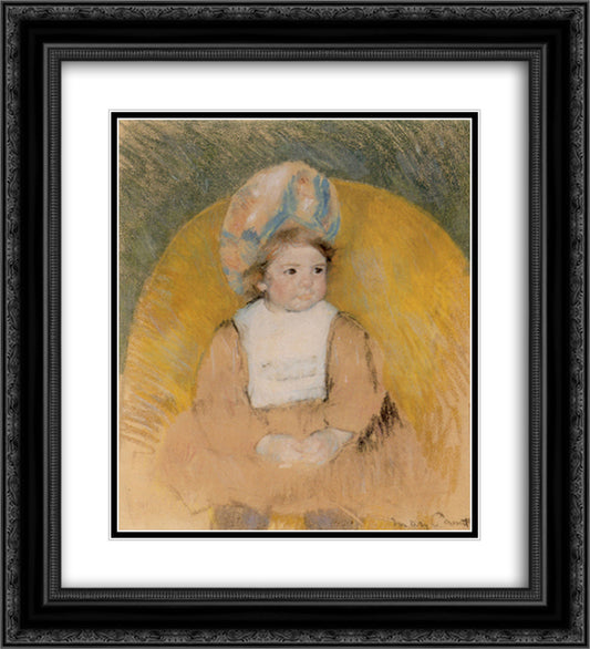 Young Girl Seated in a Yellow Armchair 20x22 Black Ornate Wood Framed Art Print Poster with Double Matting by Cassatt, Mary