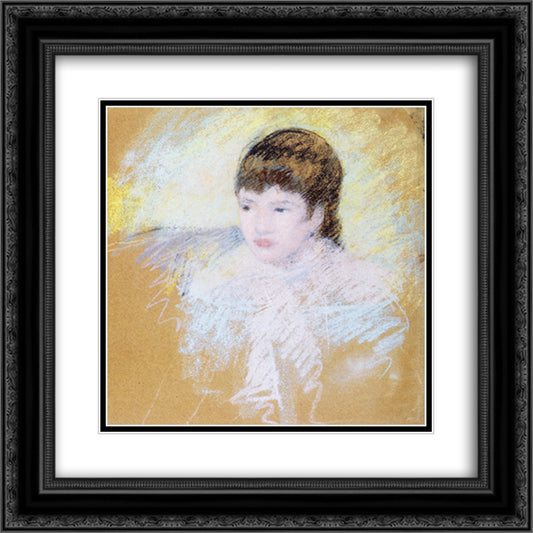 Young Girl with Brown Hair 20x20 Black Ornate Wood Framed Art Print Poster with Double Matting by Cassatt, Mary