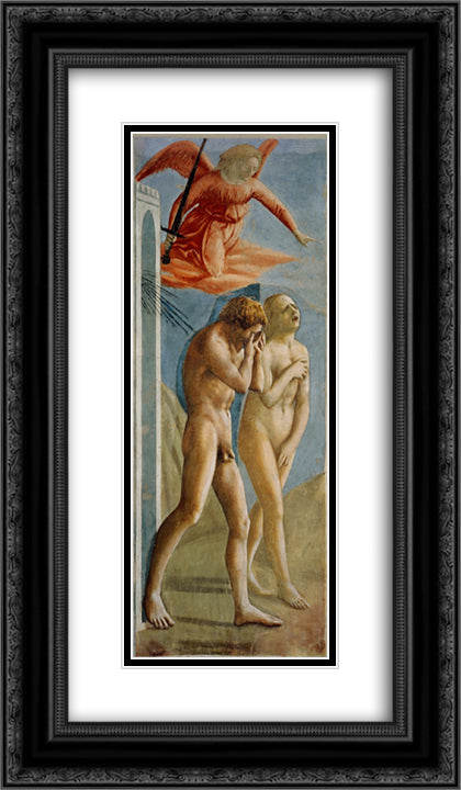 Adam and Eve banished from Paradise 14x24 Black Ornate Wood Framed Art Print Poster with Double Matting by Masaccio