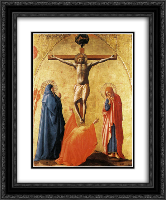 Crucifixion 20x24 Black Ornate Wood Framed Art Print Poster with Double Matting by Masaccio