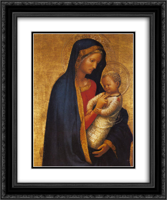 Madonna Casini 20x24 Black Ornate Wood Framed Art Print Poster with Double Matting by Masaccio