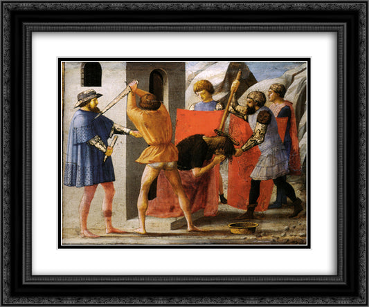 Martyrdom of San Giovanni Battista 24x20 Black Ornate Wood Framed Art Print Poster with Double Matting by Masaccio