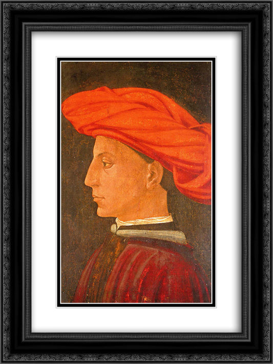 Portrait of a Young Man 18x24 Black Ornate Wood Framed Art Print Poster with Double Matting by Masaccio