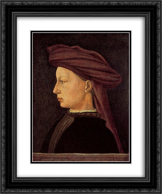 Portrait of a Young Woman 20x24 Black Ornate Wood Framed Art Print Poster with Double Matting by Masaccio