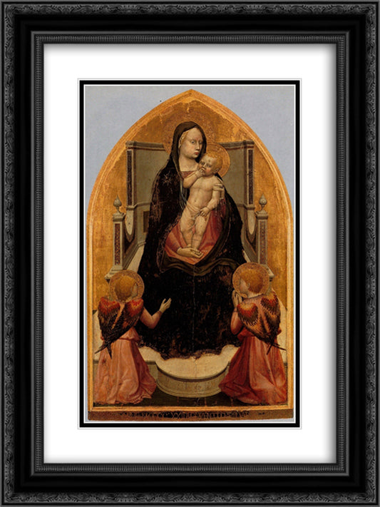 San Giovenale Triptych. Central panel 18x24 Black Ornate Wood Framed Art Print Poster with Double Matting by Masaccio