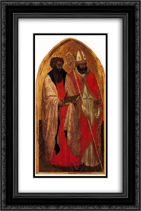 San Giovenale Triptych. Left panel 16x24 Black Ornate Wood Framed Art Print Poster with Double Matting by Masaccio