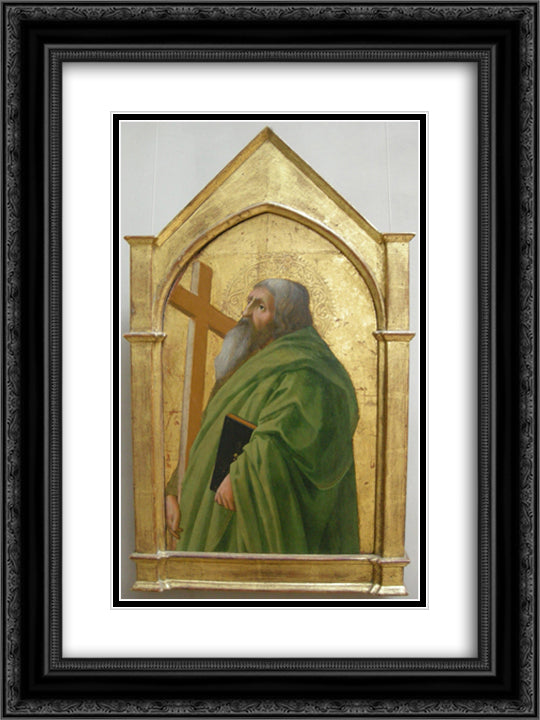 St. Andrew 18x24 Black Ornate Wood Framed Art Print Poster with Double Matting by Masaccio