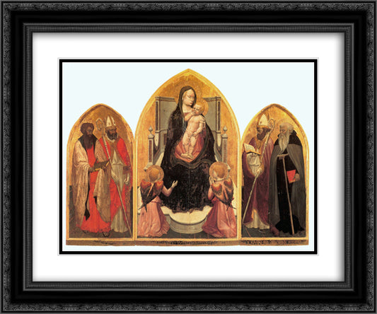 St. Juvenal Triptych 24x20 Black Ornate Wood Framed Art Print Poster with Double Matting by Masaccio