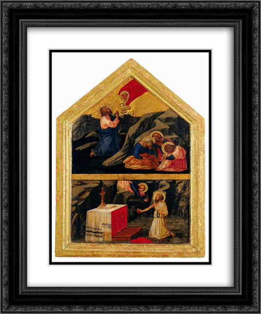 The Agony in the Garden 20x24 Black Ornate Wood Framed Art Print Poster with Double Matting by Masaccio