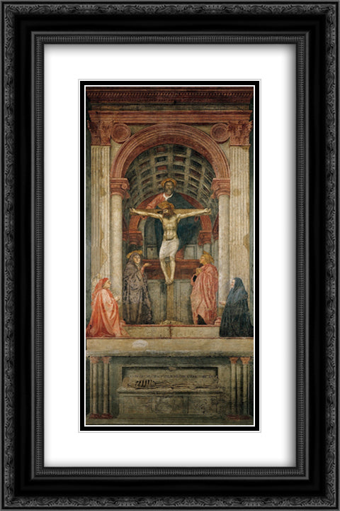 The Trinity 16x24 Black Ornate Wood Framed Art Print Poster with Double Matting by Masaccio