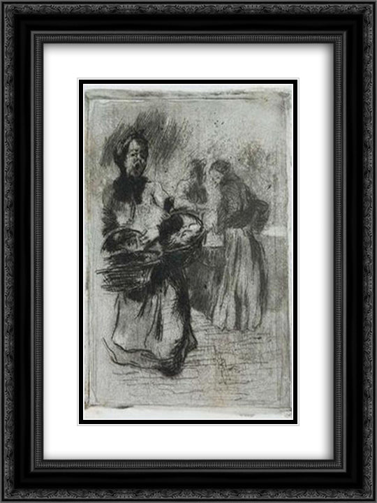 Na trgu 18x24 Black Ornate Wood Framed Art Print Poster with Double Matting by Sternen, Matej
