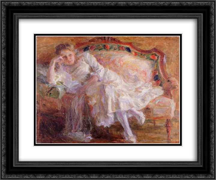 On the Couch 24x20 Black Ornate Wood Framed Art Print Poster with Double Matting by Sternen, Matej
