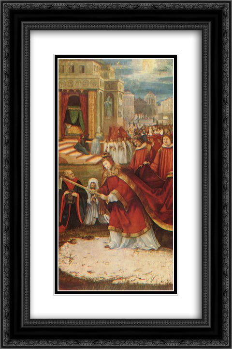 Altarpiece of Our Lady of the Snows 16x24 Black Ornate Wood Framed Art Print Poster with Double Matting by Grunewald, Matthias