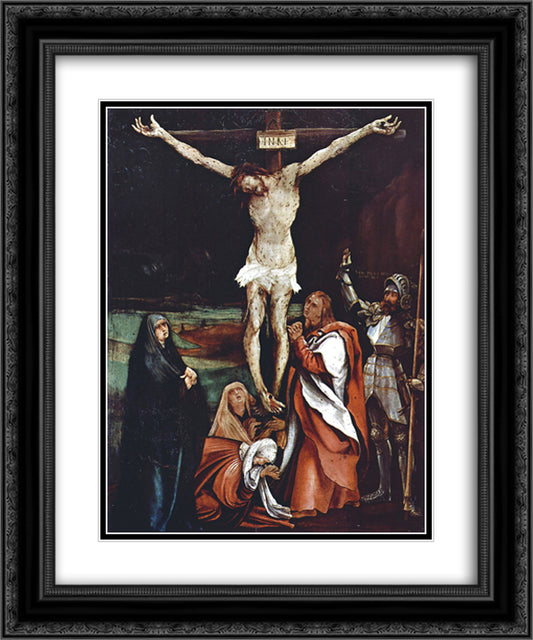 Calvary 20x24 Black Ornate Wood Framed Art Print Poster with Double Matting by Grunewald, Matthias