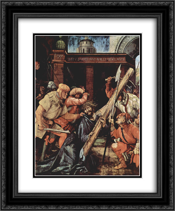 Christ Carrying the Cross 20x24 Black Ornate Wood Framed Art Print Poster with Double Matting by Grunewald, Matthias