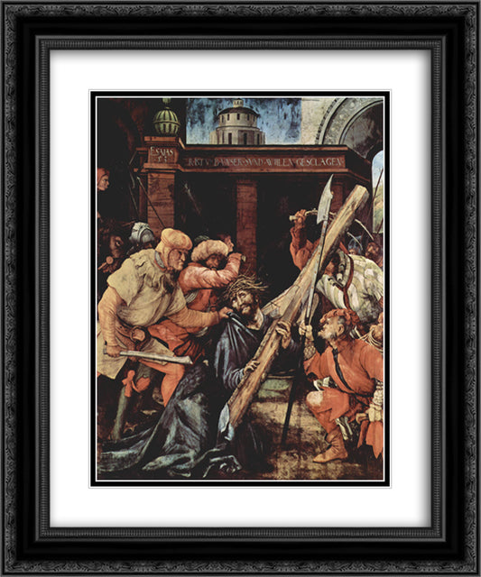 Christ Carrying the Cross 20x24 Black Ornate Wood Framed Art Print Poster with Double Matting by Grunewald, Matthias