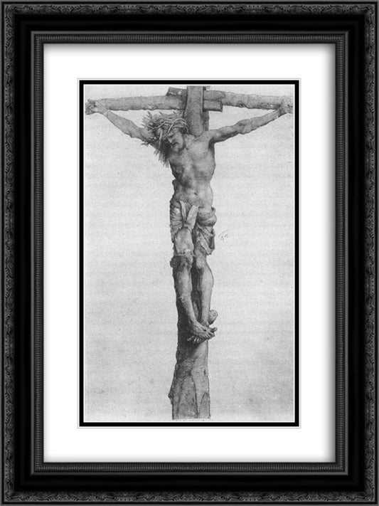 Crucifixion 18x24 Black Ornate Wood Framed Art Print Poster with Double Matting by Grunewald, Matthias