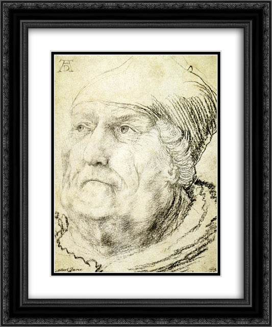 Head of an Old Man 20x24 Black Ornate Wood Framed Art Print Poster with Double Matting by Grunewald, Matthias