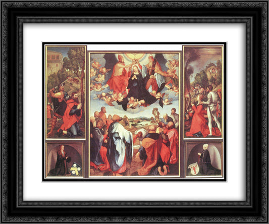 Heller Altarpiece 24x20 Black Ornate Wood Framed Art Print Poster with Double Matting by Grunewald, Matthias