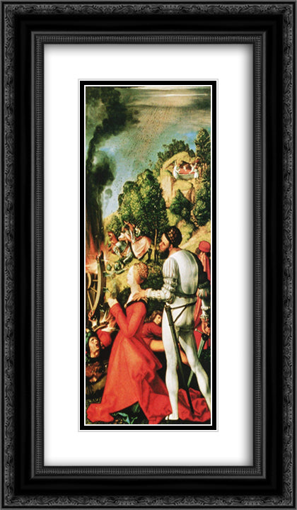 Heller Altarpiece (detail) 14x24 Black Ornate Wood Framed Art Print Poster with Double Matting by Grunewald, Matthias