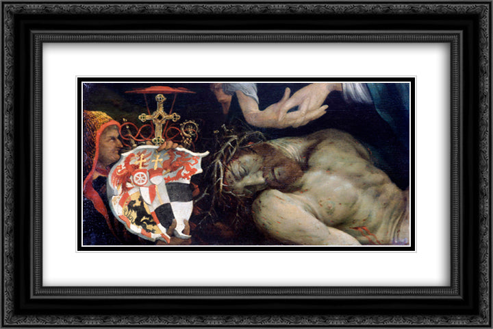 Lamentation of Christ (detail) 24x16 Black Ornate Wood Framed Art Print Poster with Double Matting by Grunewald, Matthias