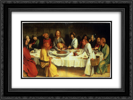 Last Supper (Coburg Panel) 24x18 Black Ornate Wood Framed Art Print Poster with Double Matting by Grunewald, Matthias