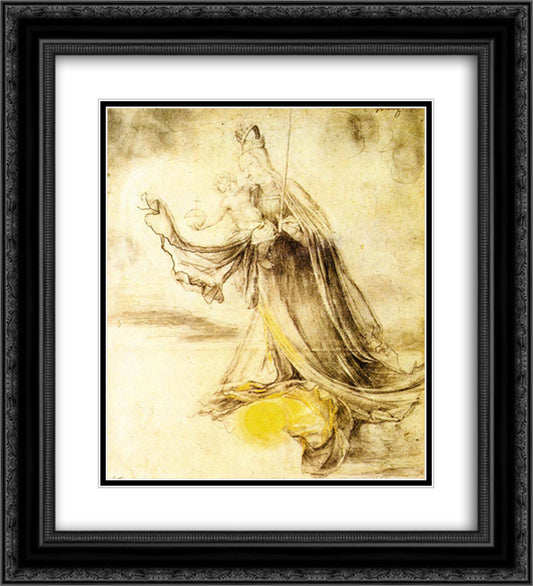 Mary with the Sun below her Feet 20x22 Black Ornate Wood Framed Art Print Poster with Double Matting by Grunewald, Matthias