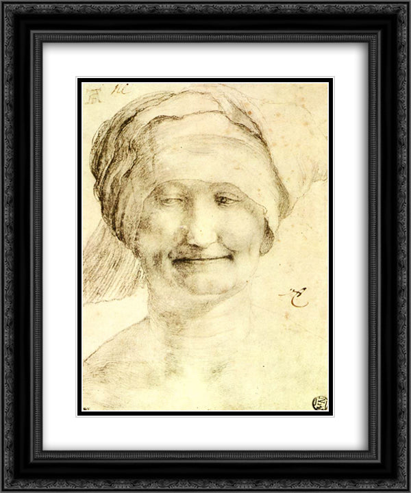 Smiling Woman 20x24 Black Ornate Wood Framed Art Print Poster with Double Matting by Grunewald, Matthias