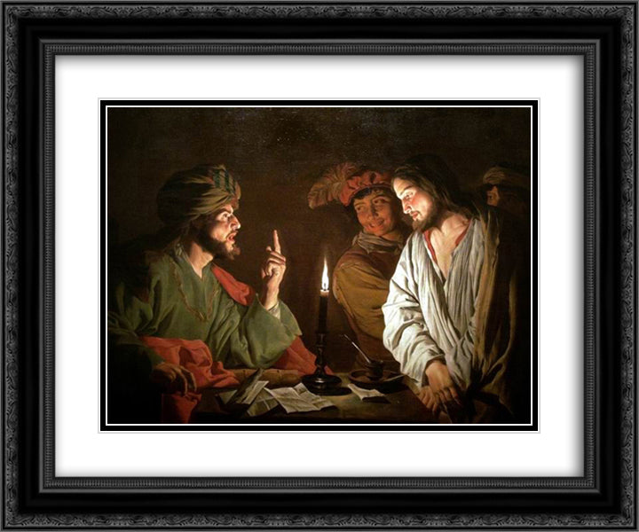 Christ before Caiaphas 24x20 Black Ornate Wood Framed Art Print Poster with Double Matting by Stom, Matthias