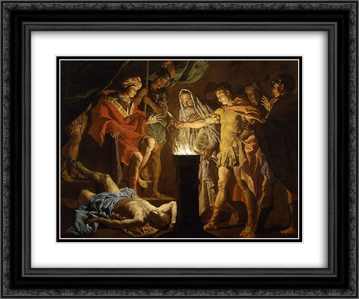 Mucius Scaevola in the Presence of Lars Porsenna 24x20 Black Ornate Wood Framed Art Print Poster with Double Matting by Stom, Matthias