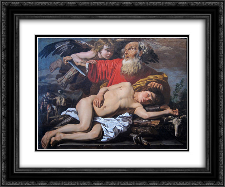 Sacrifice of Isaac 24x20 Black Ornate Wood Framed Art Print Poster with Double Matting by Stom, Matthias