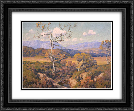 Autumn Tints 24x20 Black Ornate Wood Framed Art Print Poster with Double Matting by Braun, Maurice