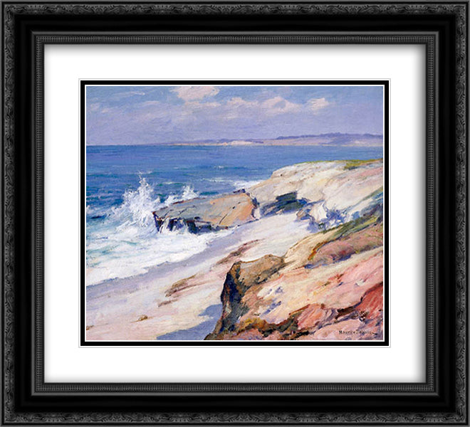 California Coast 22x20 Black Ornate Wood Framed Art Print Poster with Double Matting by Braun, Maurice